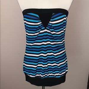 NWOT Halter Top Flattering Loose Fit Blue Black 1X‎